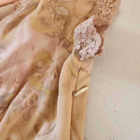 Y2K Vintage Blush Pink Floral 100% Silk Babydoll Dress Size 10 Medium Fairycore - Picture 12 of 14